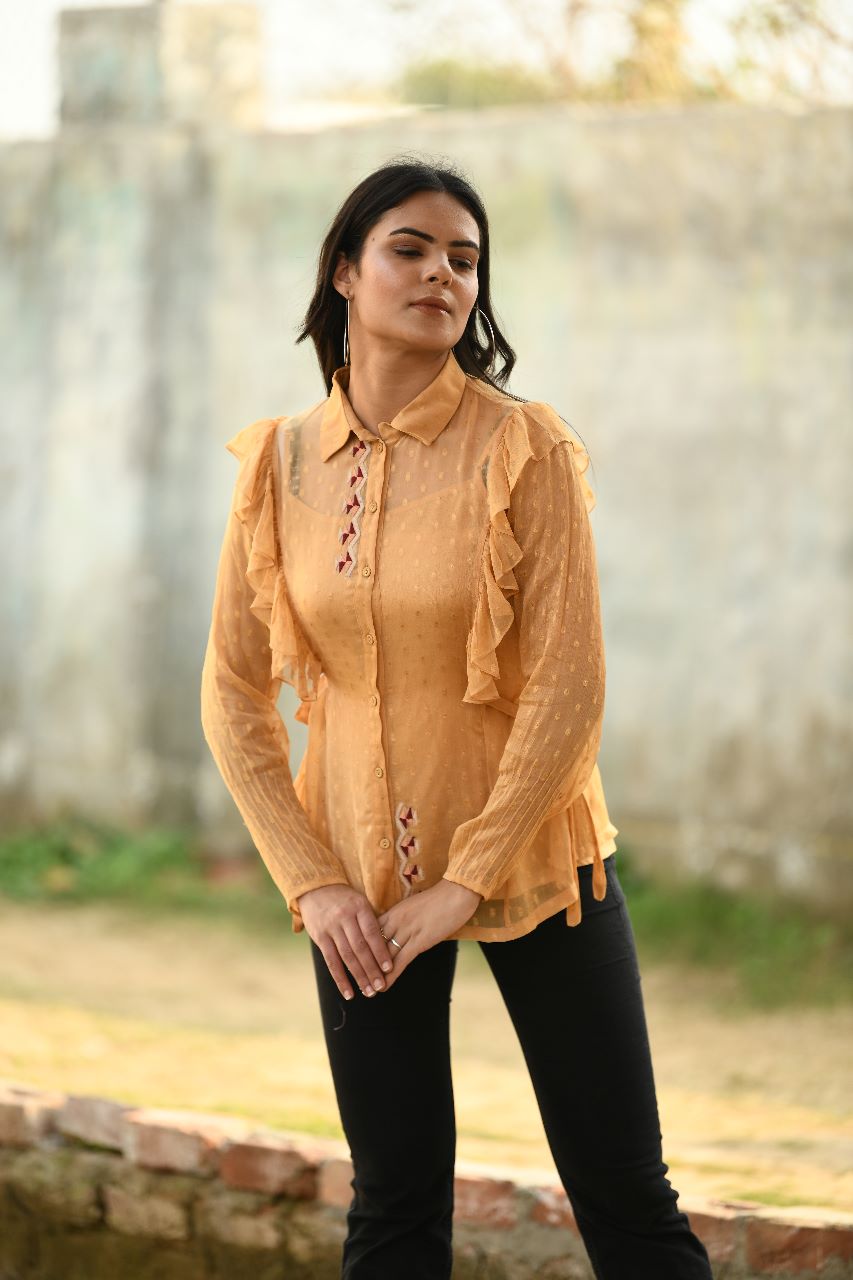 HAND EMBROIDERY FRILL TOP